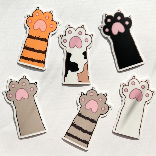 Cute Cat Paw Sticker | Cat | Kitten | Peets | Paw | Stripe | Calico | Gray | Black | White | Pet Owner | Gift for Cat Lover