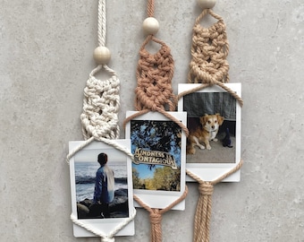 Macrame Polaroid Car Hanger, Rear View Mirror Accessory, Essential Oil Diffuser Charm, Mother’s Day Gift, LDR Couple Gift, Bridesmaid Gift