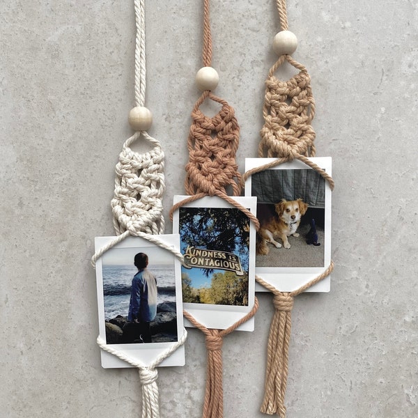 Macrame Polaroid Car Hanger, Rear View Mirror Accessory, Essential Oil Diffuser Charm, Mother’s Day Gift, LDR Couple Gift, Bridesmaid Gift