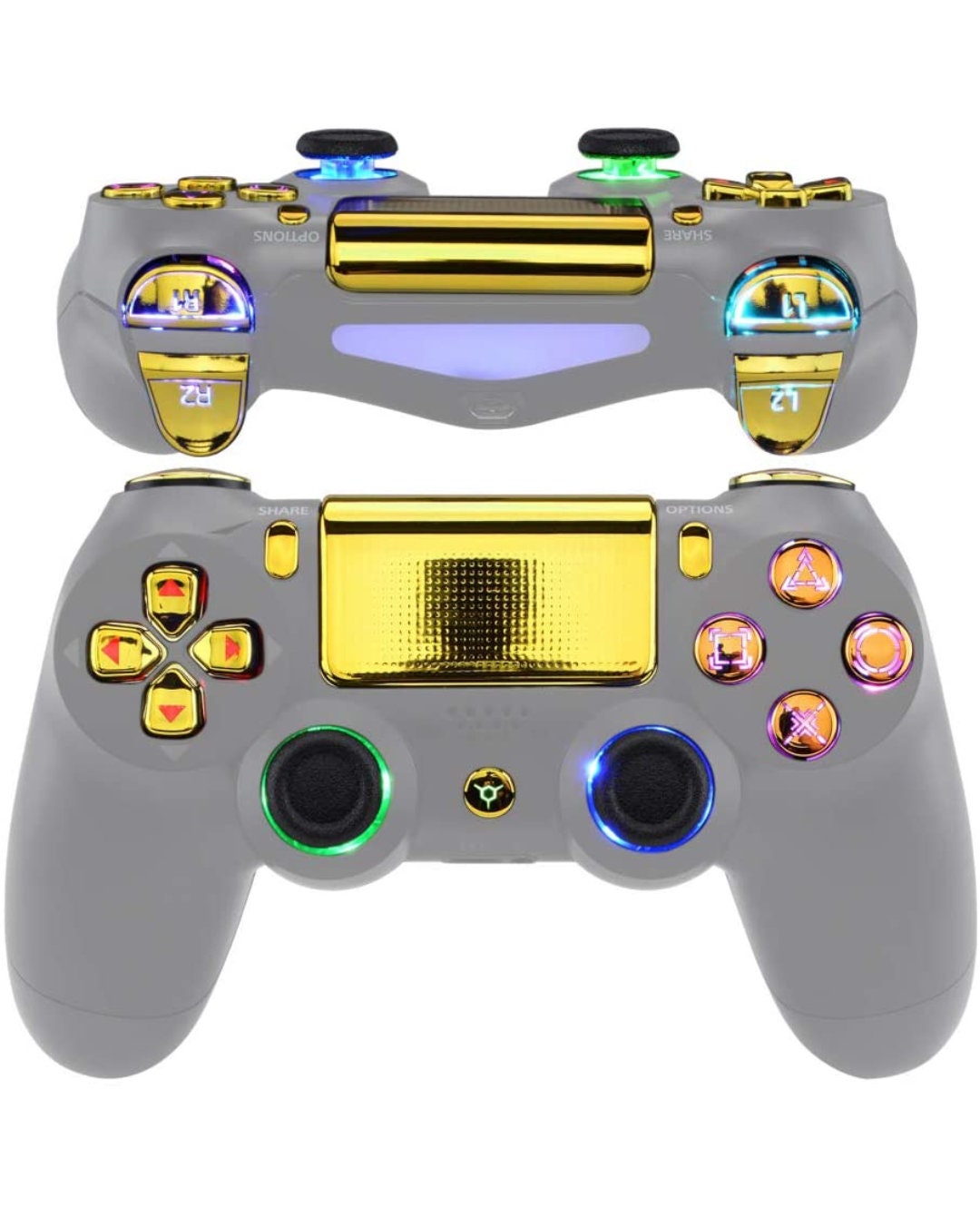 LED PS4 Controller Gold Chrome Buttons Custom for Sony Etsy