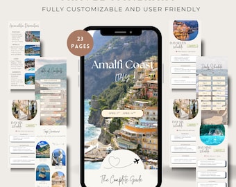 Planificador de viajes digital definitivo / Plantilla de itinerario de viaje a Italia / Editable en Canva / Organización de viajes / Calendario de vacaciones imprimible
