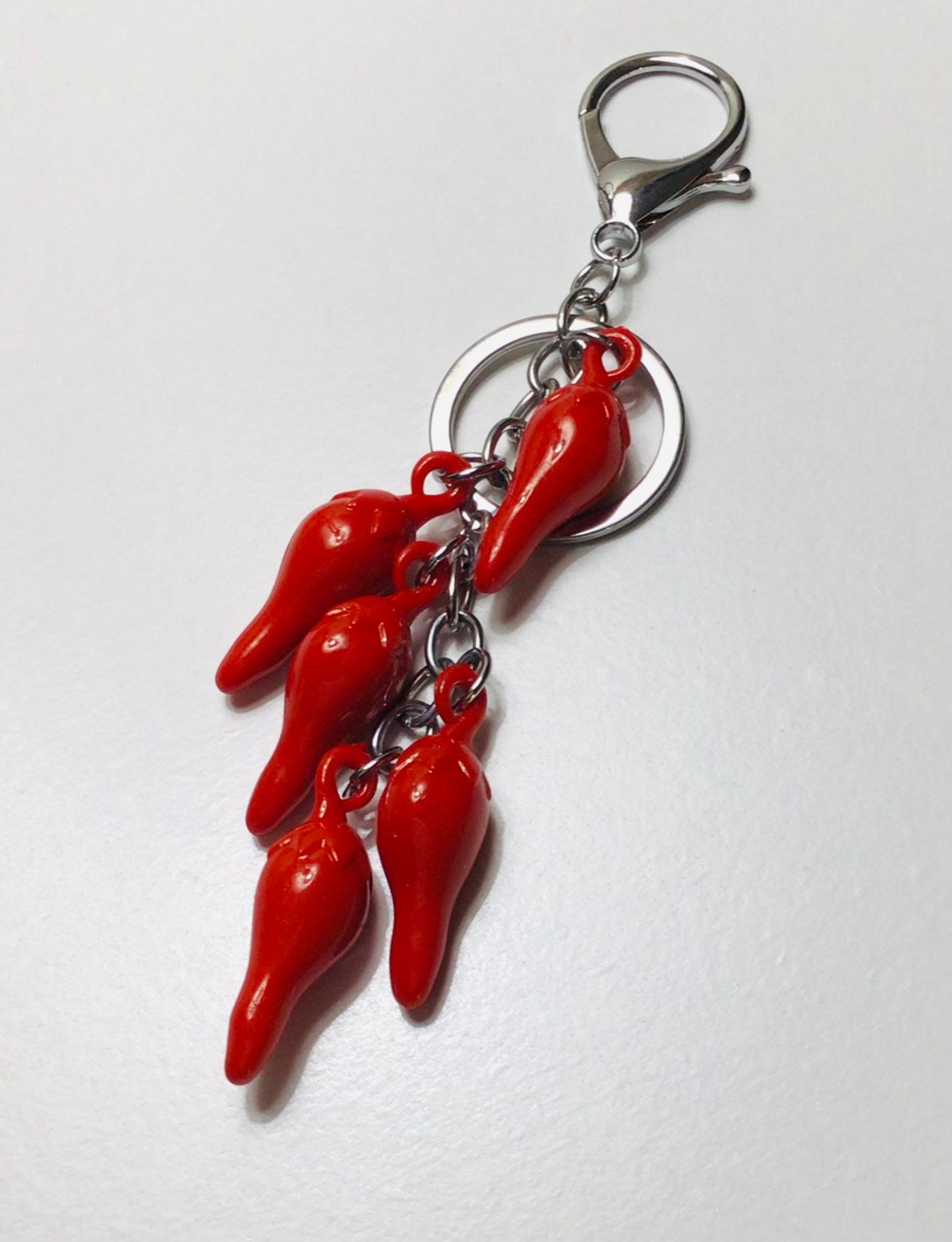 Chili Pepper Cornicello Keychain Red 