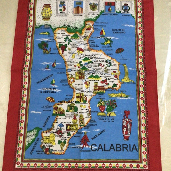 Calabria Italy red tea towels towel decorative cloth house souvenir holidays gift presents