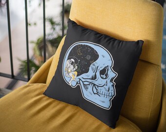 Astronaut Skull Square Pillow, Skull Pillow, Astronaut Pillow, Star Galaxy Pillow, Star Pillow, Milky Way, Outer Space, Space Pillow, Moon