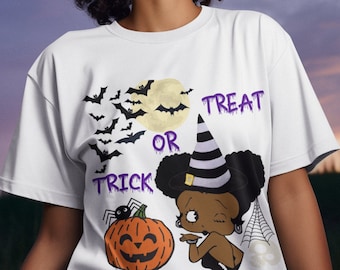 Trick or Treat Betty Boop T Shirt | Gift for Her or Him | Birthday Gift | Halloween Tee Shirt | Back to School Gift | Spooky T-Shirt