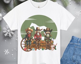 Festive Christmas Cowboy Western Nutcracker T-Shirt | Nutcracker Holiday Tee Shirt with Sheriff | Unique Holiday Cute Cozy Winter T Shirt