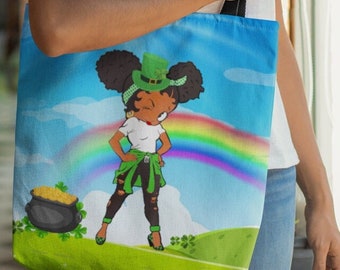 Betty Boop's Lucky Charm Rainbows and Riches in Emerald Elegance Tote Bag | Birthday Gift | Mother's Day Gift | Gift for her | Christmas
