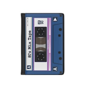 Blue 80&#39;s Retro Metro Vintage Cassette Tape Deck Passport Cover,Music-Inspired Adventures, Nostalgic Passport Cover, RFID blocking cover