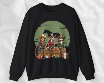 Festive Christmas Cowboy Western Nutcracker Sweatshirt | Nutcracker Holiday Shirt with Sheriff | Unique Holiday Cozy Winter Sweatshirt