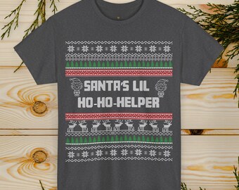 Santa's Lil Ho Ho Helper Ugly Sweater T Shirt | Classic Ugly Christmas Sweater T-Shirt | Festive Holiday Tee Shirt | Yuletide Cheer Tee