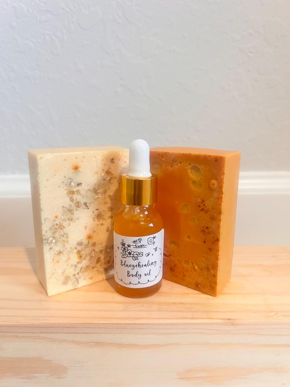 Turmeric body oils and oatmeal soap set