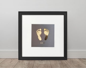 Mini hand or footprint foiled personalised 13cm x 13cm - gift - decor - simple - foiled