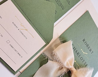 TRUE LOVE - hot foil debossed RSVP cards with envelope - luxury wedding suite - minimalist design - foil stamped - modern