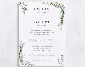 FERN - Eucalyptus Wedding Invitations - botanical fern Collection - foliage Wedding Invites