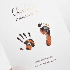 Hand and footprint foiled personalised baby print gift decor simple foiled image 5