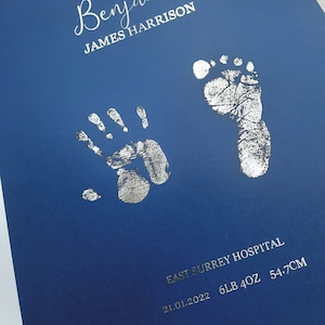 Hand and footprint foiled personalised baby print gift decor simple foiled image 7