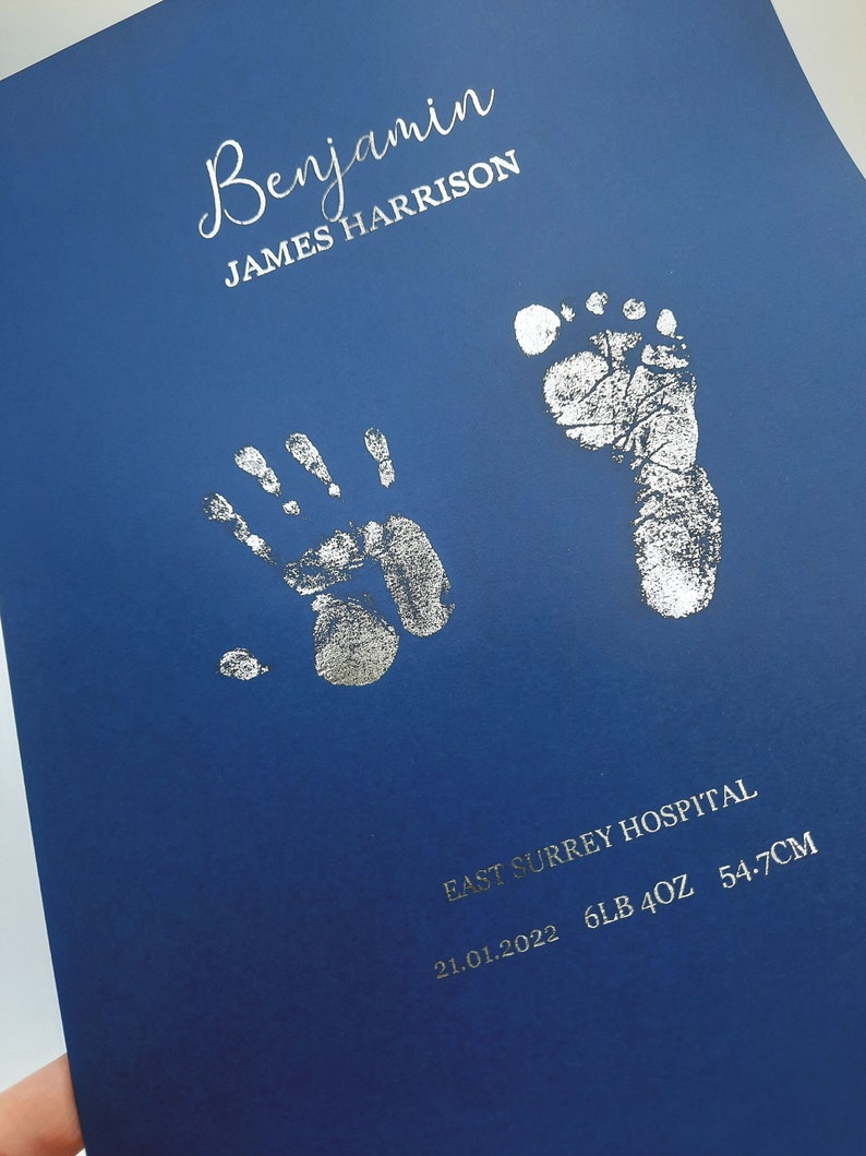 Hand and footprint foiled personalised baby print gift decor simple foiled image 7