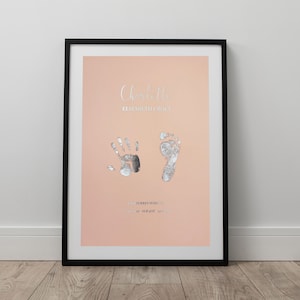 Hand and footprint foiled personalised baby print gift decor simple foiled image 3