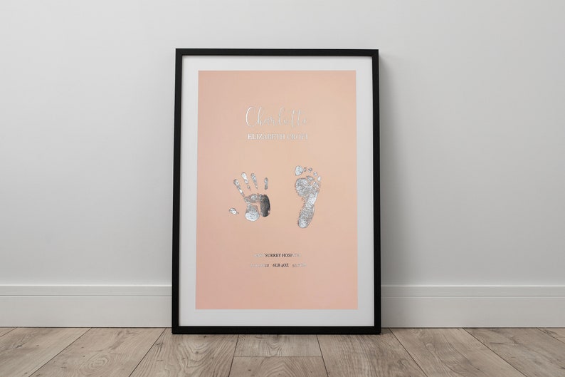 Hand and footprint foiled personalised baby print gift decor simple foiled image 3