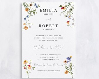 WILDFLOWER - kleurrijke trouwkaarten met wilde bloemen - Wildflower-collectie - kleurrijke bloemenhuwelijksuitnodigingen