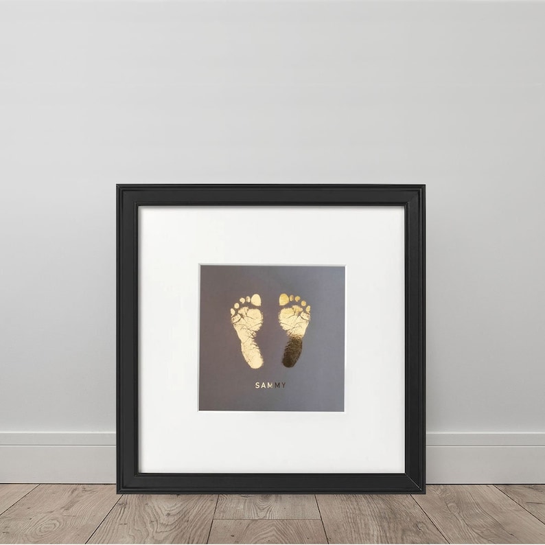 Mini hand or footprint foiled personalised 13cm x 13cm - gift - decor - simple - foiled