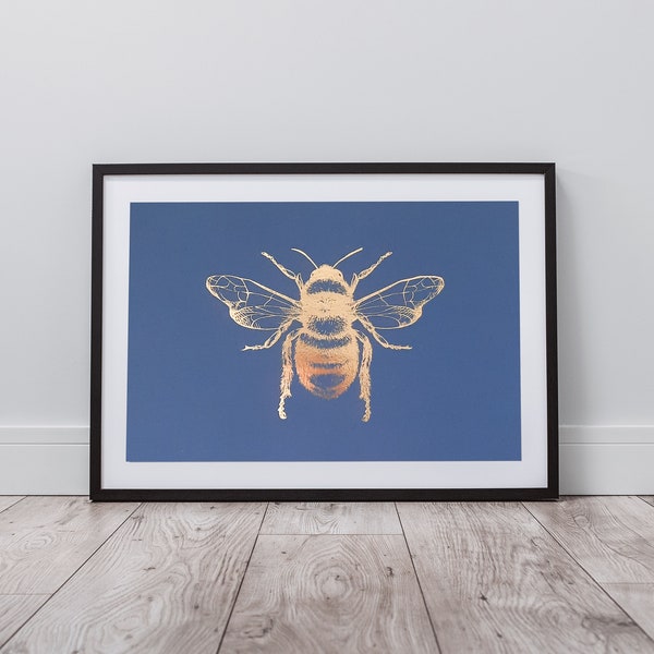 Bumble Bee print - Bee - Home - gift - decor - simple - foiled