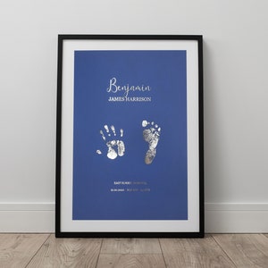 Hand and footprint foiled personalised baby print gift decor simple foiled image 2