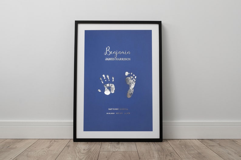 Hand and footprint foiled personalised baby print gift decor simple foiled image 2