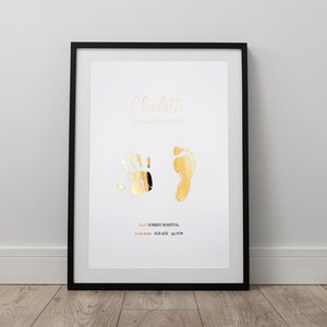 Hand and footprint foiled personalised baby print gift decor simple foiled image 4