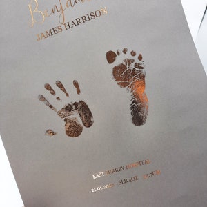 Hand and footprint foiled personalised baby print gift decor simple foiled image 6