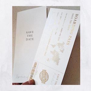 Carte d'embarquement Save the Date billets - avec portefeuille - déjoué - personnalisé - papeterie de mariage