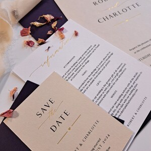 AMOR VERDADERO - tarjetas de información grabadas en caliente - suite de bodas de lujo - diseño minimalista - estampado de lámina - moderno