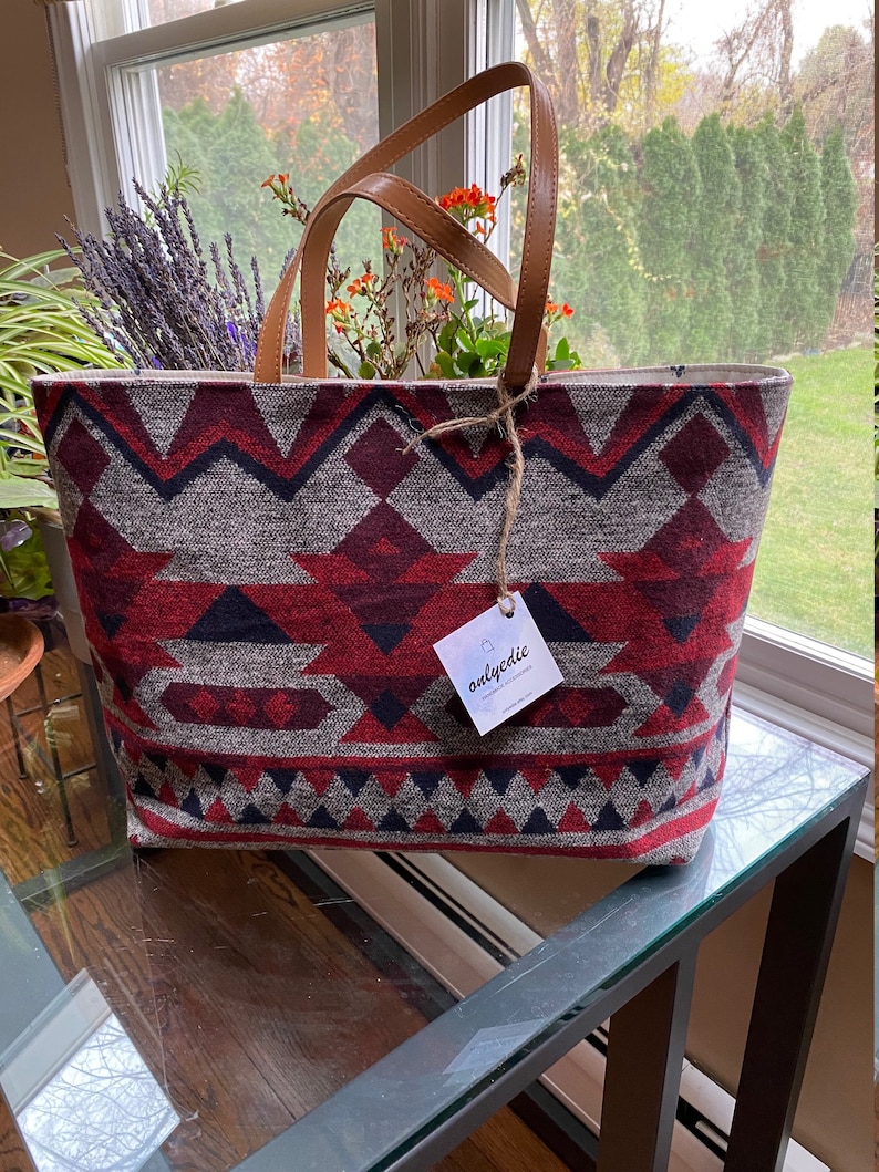 Aztec Inspired Tote Bag Wool Blanket Shoulder Tote Bag With Etsy