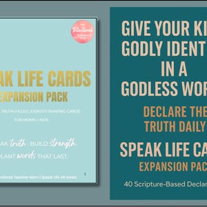 Christliche Affirmationskarten für Kinder & Mütter | 40 Sprich Lebenserklärungen | Auf dem Glauben basierende druckbare Ausweiskarten