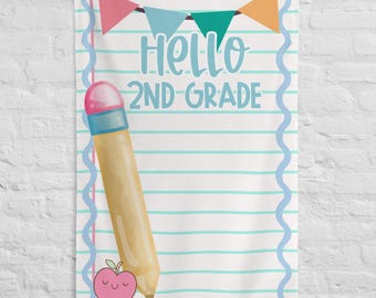 Custom Grade Level Banner, Personalized Back to School Photo Backdrop, Teacher Wall Flag, Classroom Decor,First Day of School Sign,Any Grade