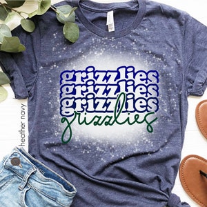 Grizzlies Tshirt, Grizzlies Stacked Faded, Bleached Design, Team Shirt, Mascot Shirt, Football Shirt, Cheer Shirt