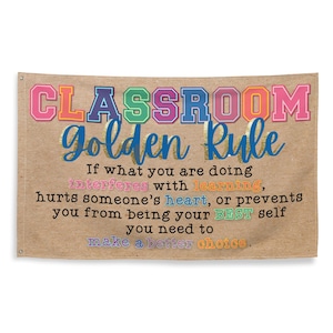 Classroom Golden Rule Banner | Behavior Reminder Teacher Sign | Colorful Classroom Decor,Positive Rules Poster,School Wall Flag, Kraft paper