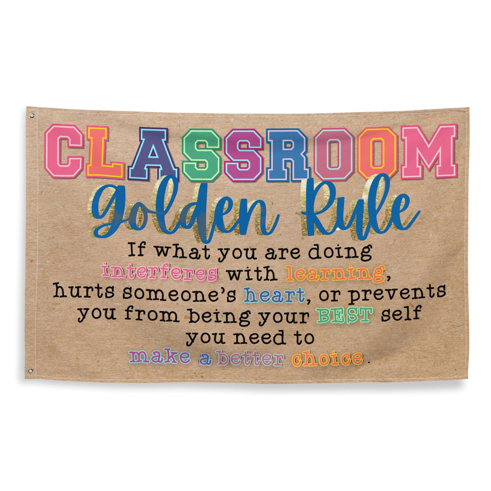 Classroom Golden Rule Banner | Behavior Reminder Teacher Sign | Colorful Classroom Decor,Positive Rules Poster,School Wall Flag, Kraft paper