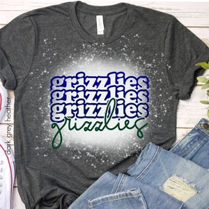 Grizzlies Tshirt, Grizzlies Stacked Faded, Bleached Design, Team Shirt, Mascot Shirt, Football Shirt, Cheer Shirt SIZES MED-3X B