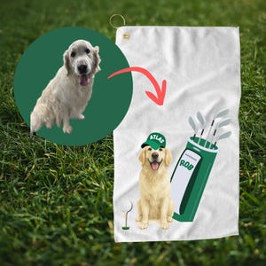 Customized Pet Golf Towel, Unique Golf Gift,  Golf Accessories, Dog Golf Towel, Birthday Golf Gift, Cat Dad Gift, Dog Dad Gift, Pet Parent