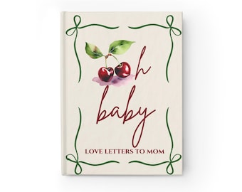 Cherry on Top Baby Shower Guest Book, Sweet Baby Shower Theme, Custom Hardcover Guestbook, Ice Cream & Cherry Inspired Baby Shower Keepsake
