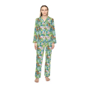 Dachshund Pajamas | Women&#39;s Satin, Long-sleeve 2-Piece PJ Set | Perfect Dachshund Gifts