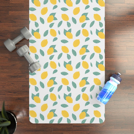 Lemon Bliss Cute Yoga Mat White & Yellow Yoga Mat Perfect Yoga Gift for a  Yogi 