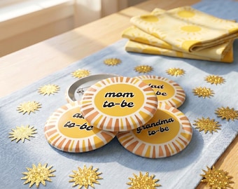 Here Comes the Son Baby Shower, Custom Pin for Expecting Moms, Baby Shower Gifts, Mom To-Be Badges, Here Comes the Sun Summer Baby Shower