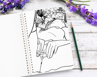 Nude Coloring Page Etsy