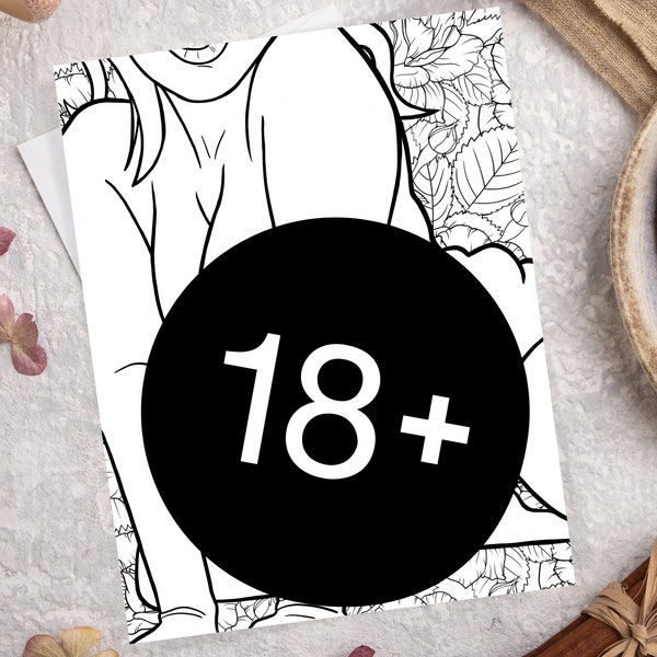 Página para colorear para adultos maduros - NSFW, diseño erótico, arte femenino, página para colorear imprimible, descarga digital, colorear para adultos conscientes, arte bondage