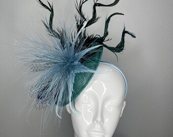 Navy Blue and Lime Green Derby-Style Hat Sd06(ivory/navy/royal Blue/lime Green)kentucky Derby Hat  main image 2