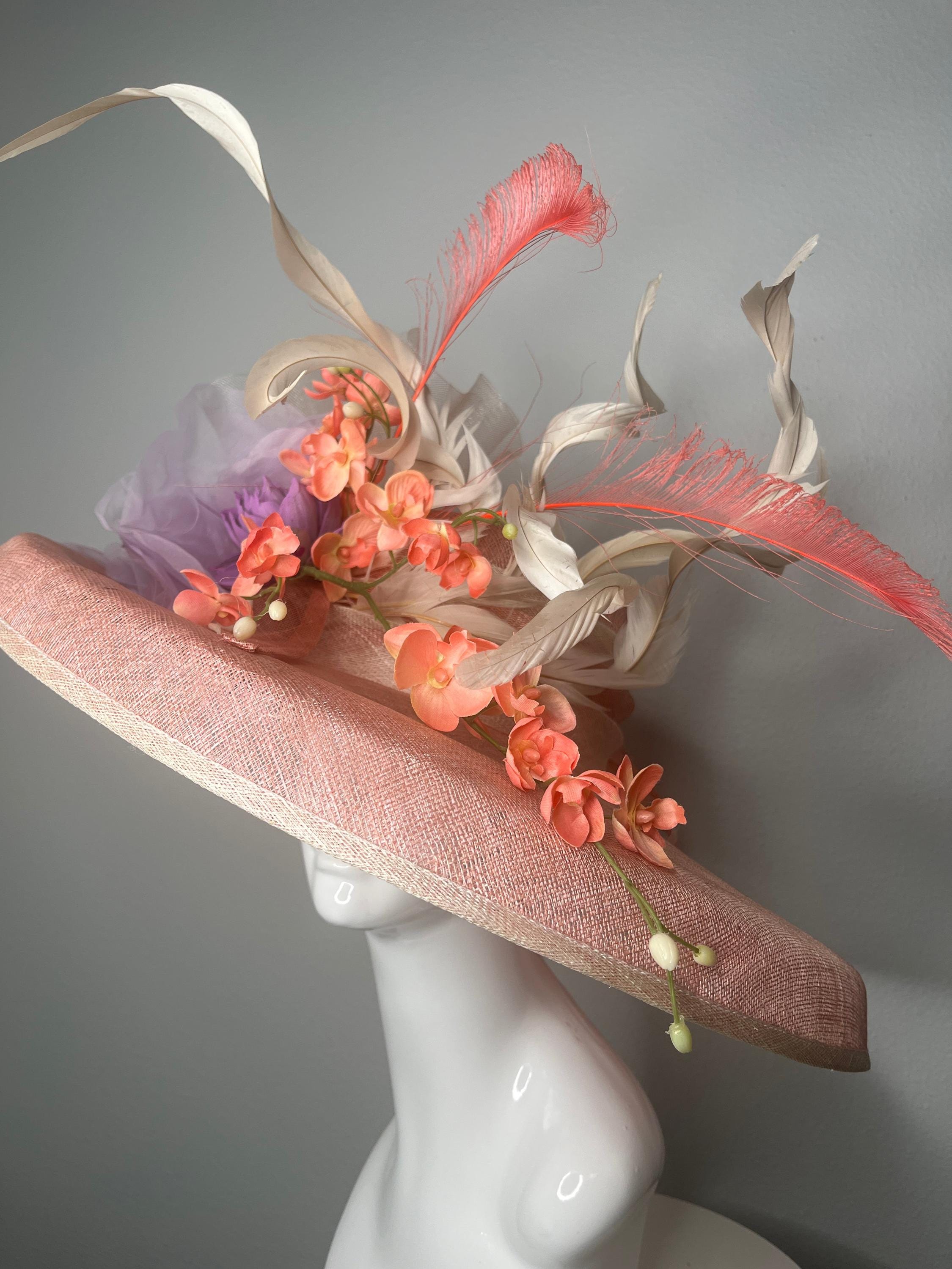 Kentucky Derby Peach Orchid Whisper – Wide Brim Derby Hat  display picture 1