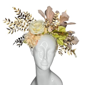 Golden Bloom Gold, Cream and Peachy Blush Elegance Fascinator