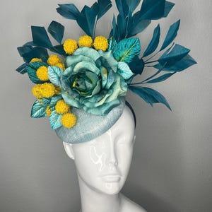 Teal Breeze & Golden Bloom Fascinator